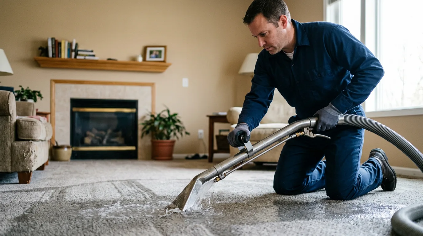 Water damage restoration technician working near Webbville, KY